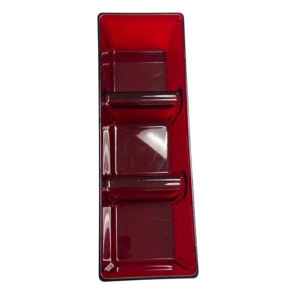 Ruby Red Acrylic Divided Tray Long 3 Section - Picture 5 of 8
